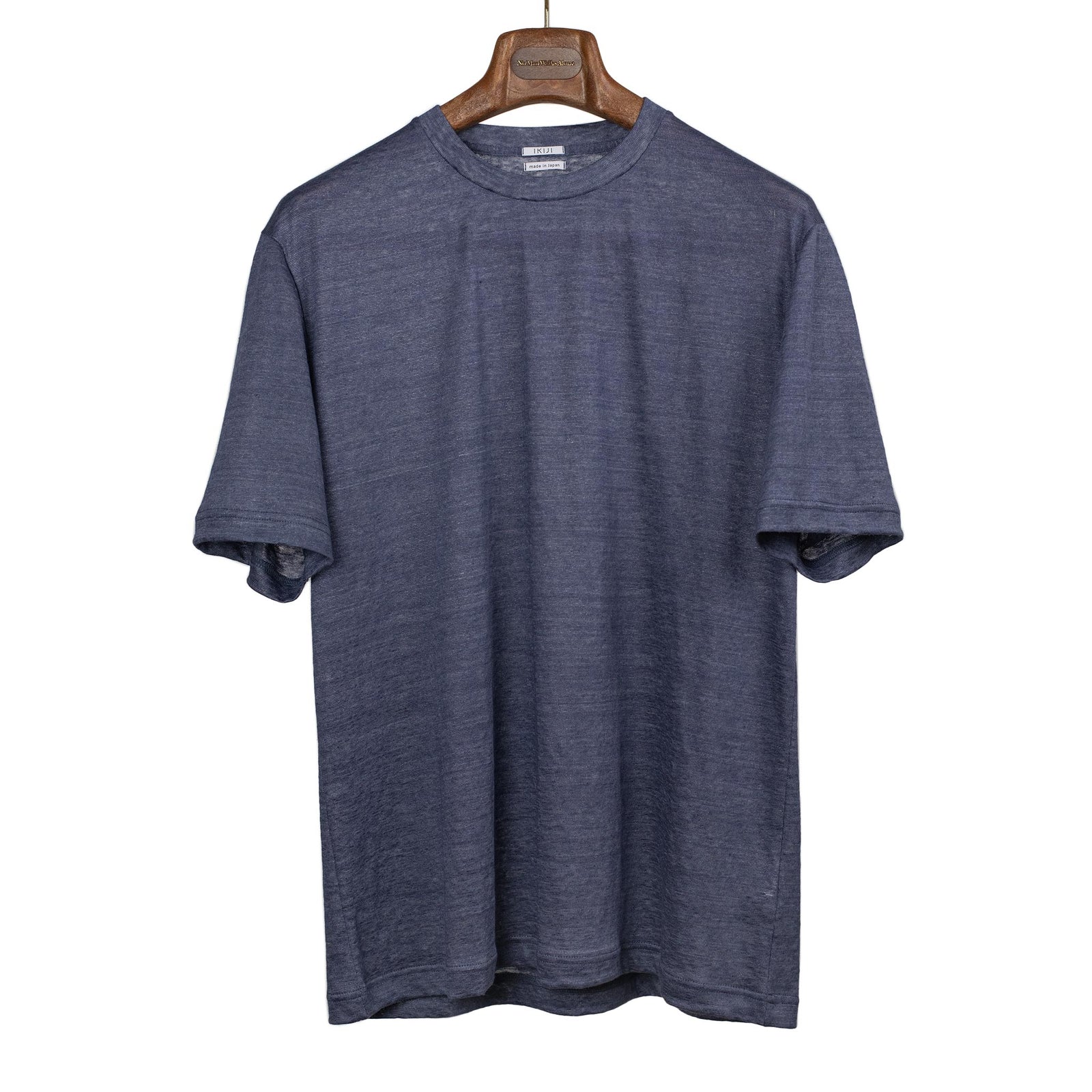 Short Sleeve T Shirt In Storm Blue Melange Linen Jersey