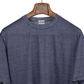 Short Sleeve T Shirt In Storm Blue Melange Linen Jersey