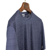 Short Sleeve T Shirt In Storm Blue Melange Linen Jersey