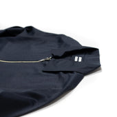 Zip Blouson In Blue Ramie Cotton And Silk