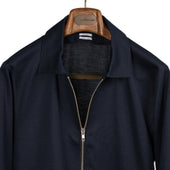 Zip Blouson In Blue Ramie Cotton And Silk