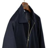 Zip Blouson In Blue Ramie Cotton And Silk