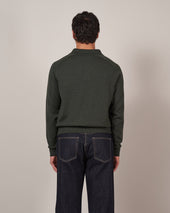 Kn60 Long Sleeve Knit Polo Dark Green