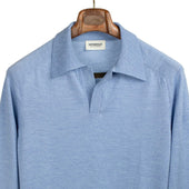 Long Sleeve Knit Polo In Light Wool Jersey