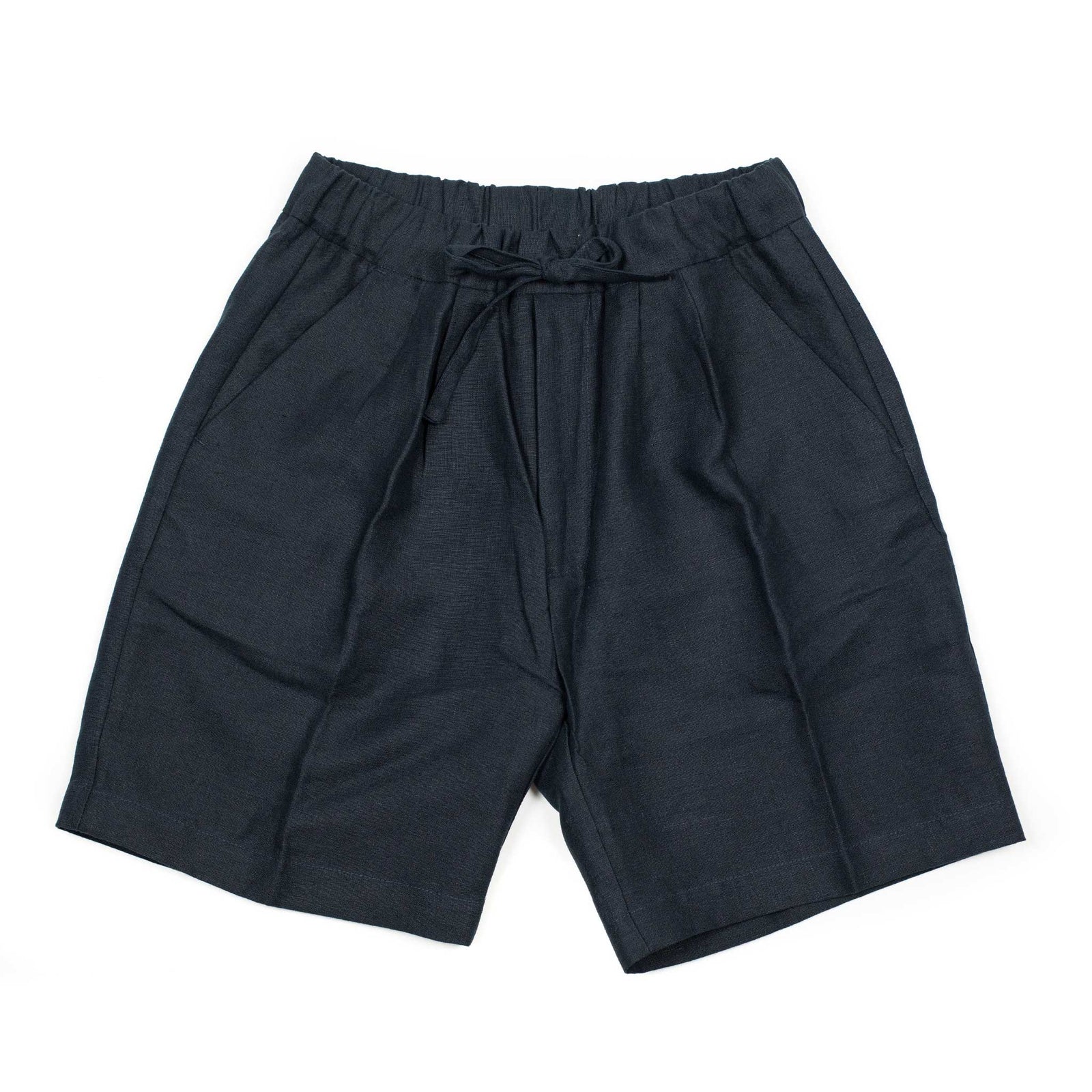 Pleated Drawstring Shorts In Midweight Linen