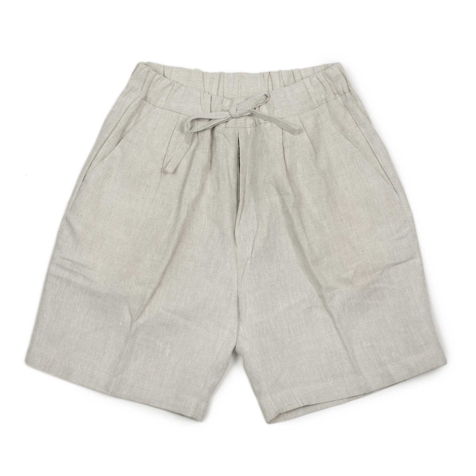 Pleated Drawstring Shorts In Midweight Linen