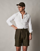 S005 Linen Drawstring Shorts - Khaki