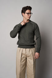 Kn02 Cable Knit Jumper Green