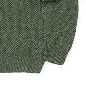 All Over Moss Stitch Crewneck Sweater In Dark Green Melange Linen