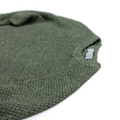 All Over Moss Stitch Crewneck Sweater In Dark Green Melange Linen