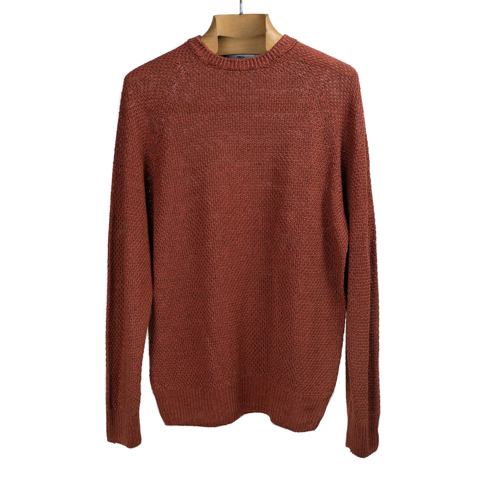 All Over Moss Stitch Crewneck Sweater In Henna Linen