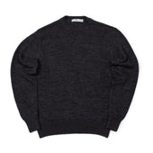 Crewneck Sweater In Dark Brown Melange Linen