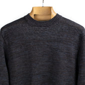 Crewneck Sweater In Dark Brown Melange Linen