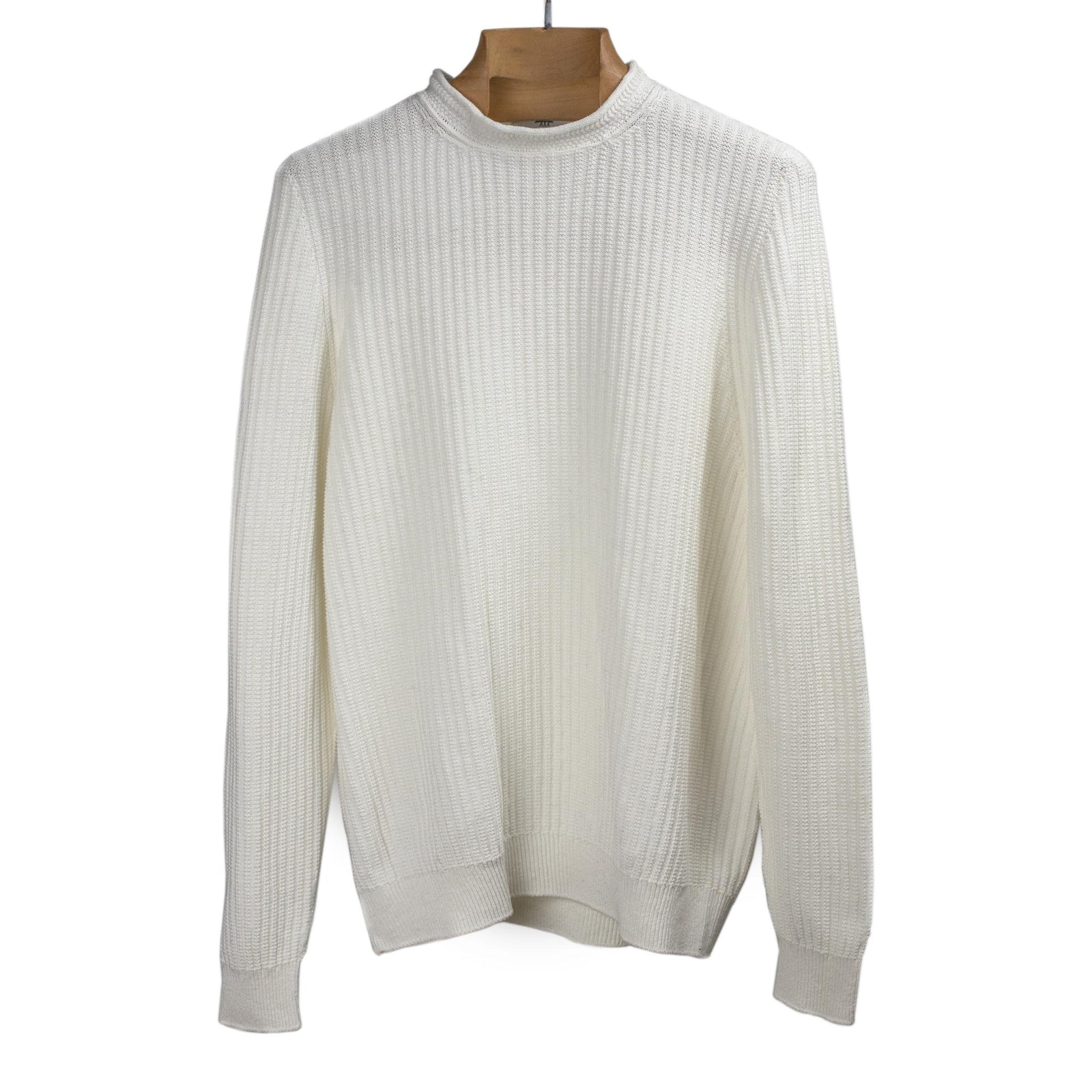 Rib Stitch Tunic In Ivory Linen And Cotton