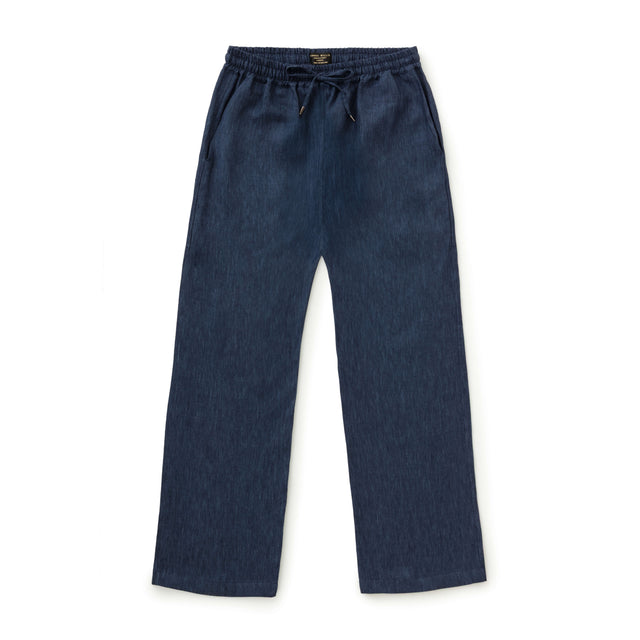 Ink Denim Twill Linen Trousers - New