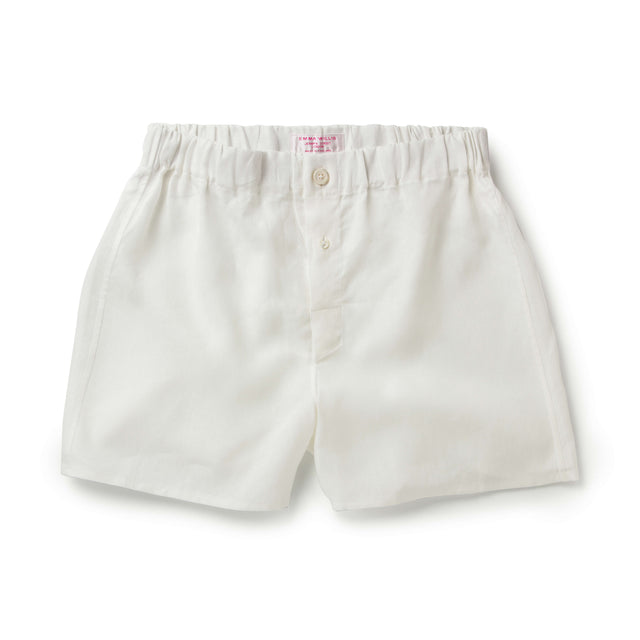 Ivory Linen Slim Fit Boxer Shorts - New