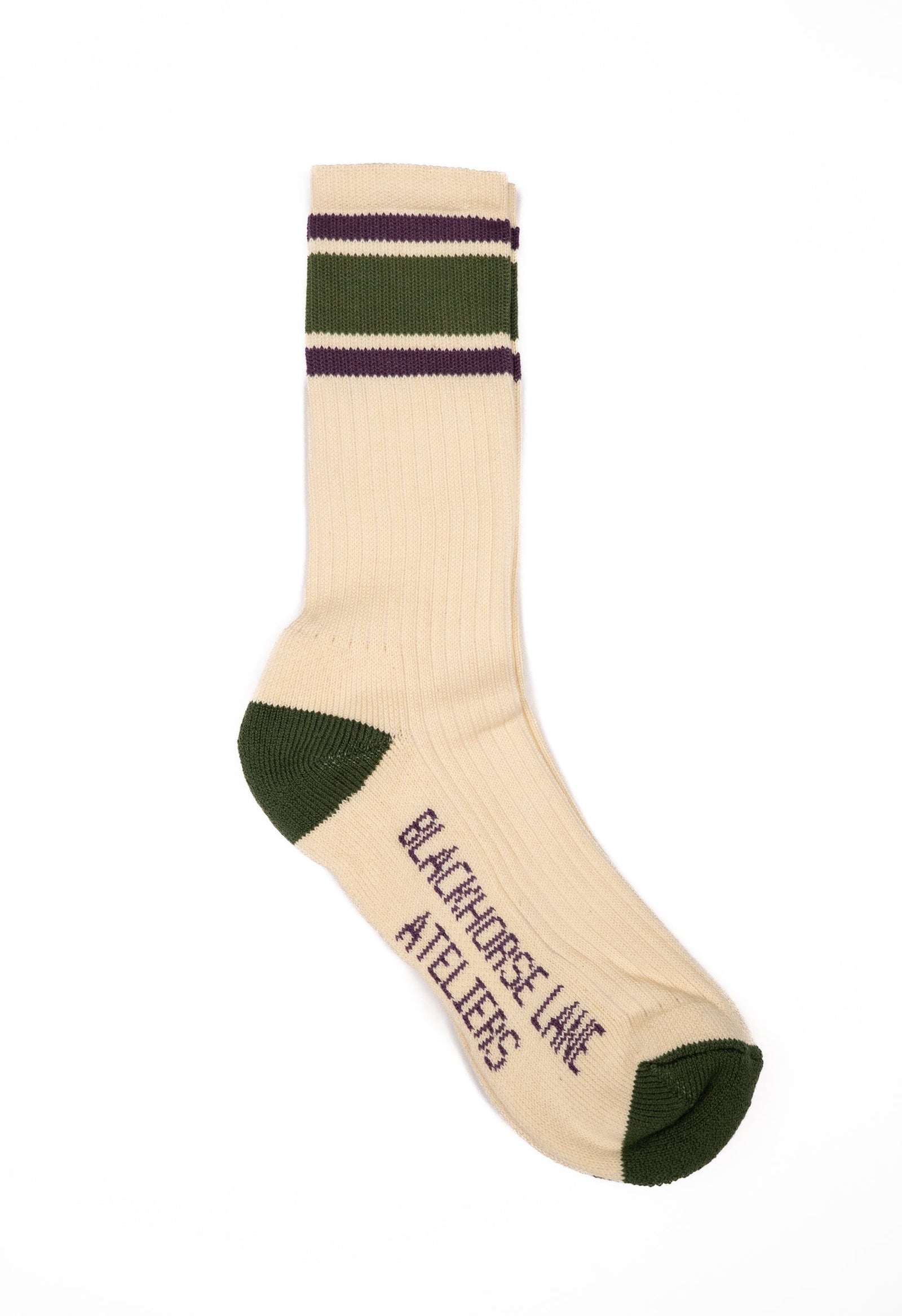 Bla X Ivy Ellis Indigo Gardens Men S Crew Length Green Purple Stripe Socks
