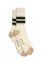 Ivy Ellis - Blackwell Men's Crew Length Green/Taupe Stripe Socks