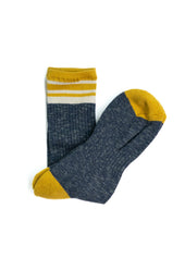 Ivy Ellis Firemoor Men S Slub Crew Length Navy Yellow Stripe Socks