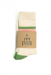 Ivy Ellis Mazzy Men S Crew Length Pink Green Stripe Socks