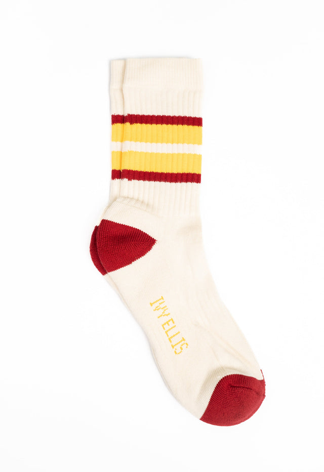 Ivy Ellis - Lanny Men's Crew Length Red / Yellow Stripe Socks