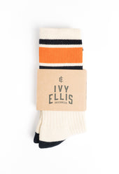 Ivy Ellis Luckman Men S Crew Length Navy Orange Stripe Socks