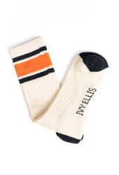 Ivy Ellis Luckman Men S Crew Length Navy Orange Stripe Socks