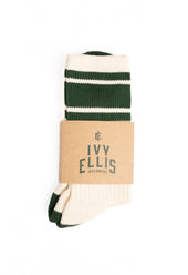 Ivy Ellis The Namath Men S Crew Length Green Stripe Socks