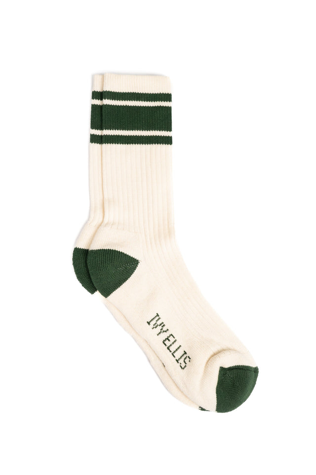 Ivy Ellis - The Namath Men's Crew Length Green Stripe Socks