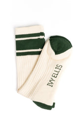 Ivy Ellis The Namath Men S Crew Length Green Stripe Socks