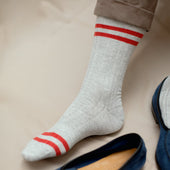 Gris clair & Rouge - Lin & Coton