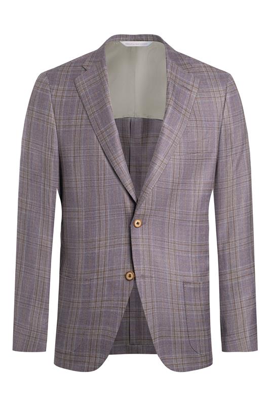 Lilac Wool, Silk and Linen Plaid Jacket
