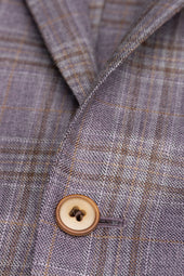 Lilac Wool, Silk and Linen Plaid Jacket