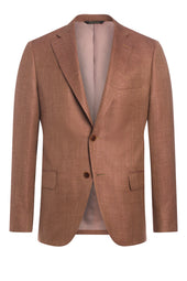 Rust Wool, Silk and Linen Herringbone Jacket