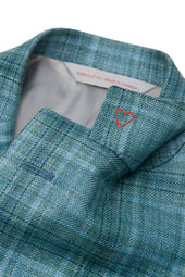 Aqua Wool, Silk and Linen Plaid Jacket