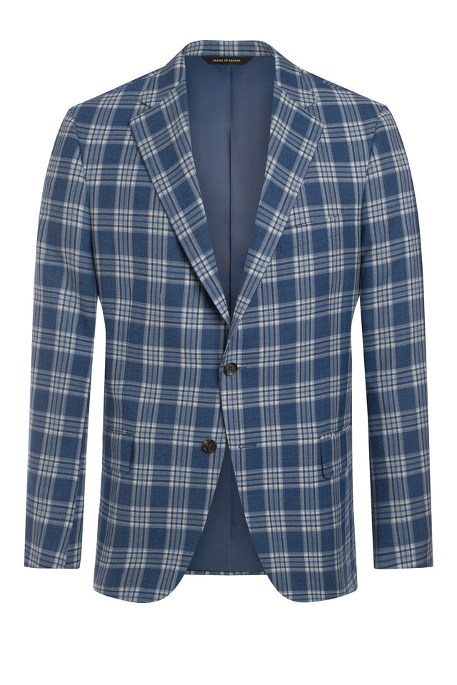 Slate Blue Super 140's Infinity Plaid Jacket