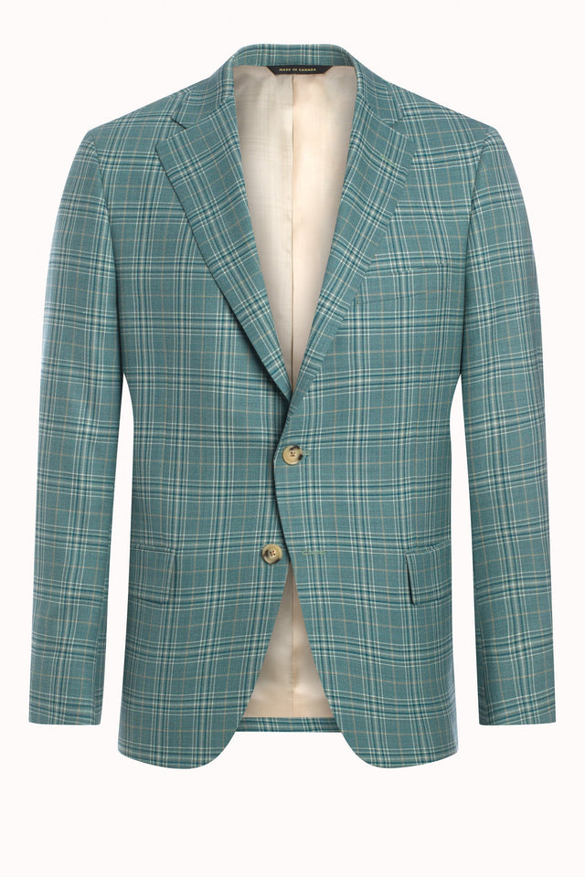 Green Super 140's Infinity Plaid Jacket