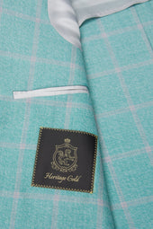 Green Wool and Silk Windowpane Jacket
