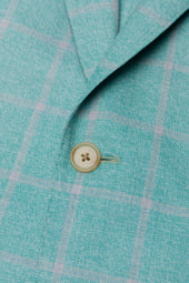 Green Wool and Silk Windowpane Jacket