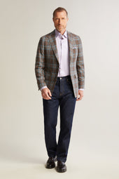 And Teal Silk And Linen Blend Plaid Jacket