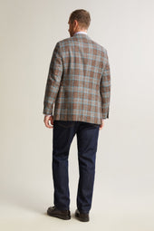 And Teal Silk And Linen Blend Plaid Jacket