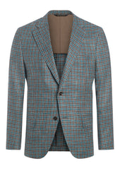 Light Grey Wool Blend Guncheck Jacket