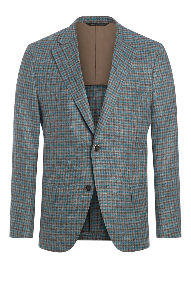 Light Grey Wool Blend Guncheck Jacket