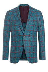 Silk And Linen Blend Windowpane Jacket