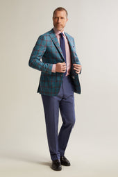 Silk And Linen Blend Windowpane Jacket