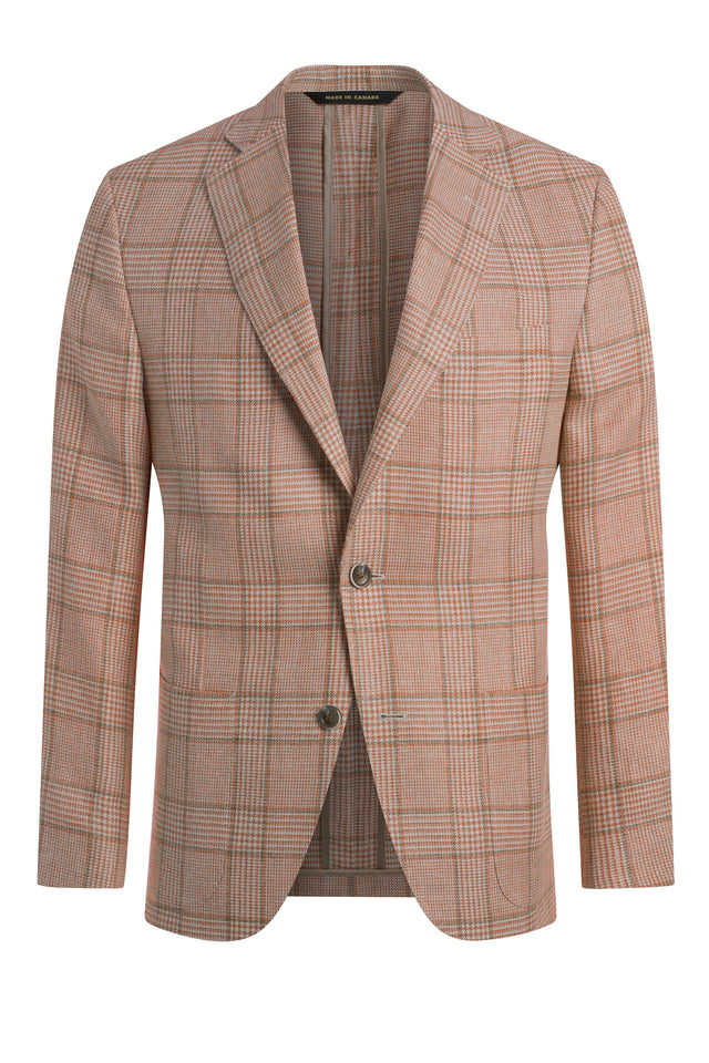 Rust Wool Blend Glen Plaid Jacket