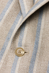 Beige Linen Blend Textured Stripe Jacket