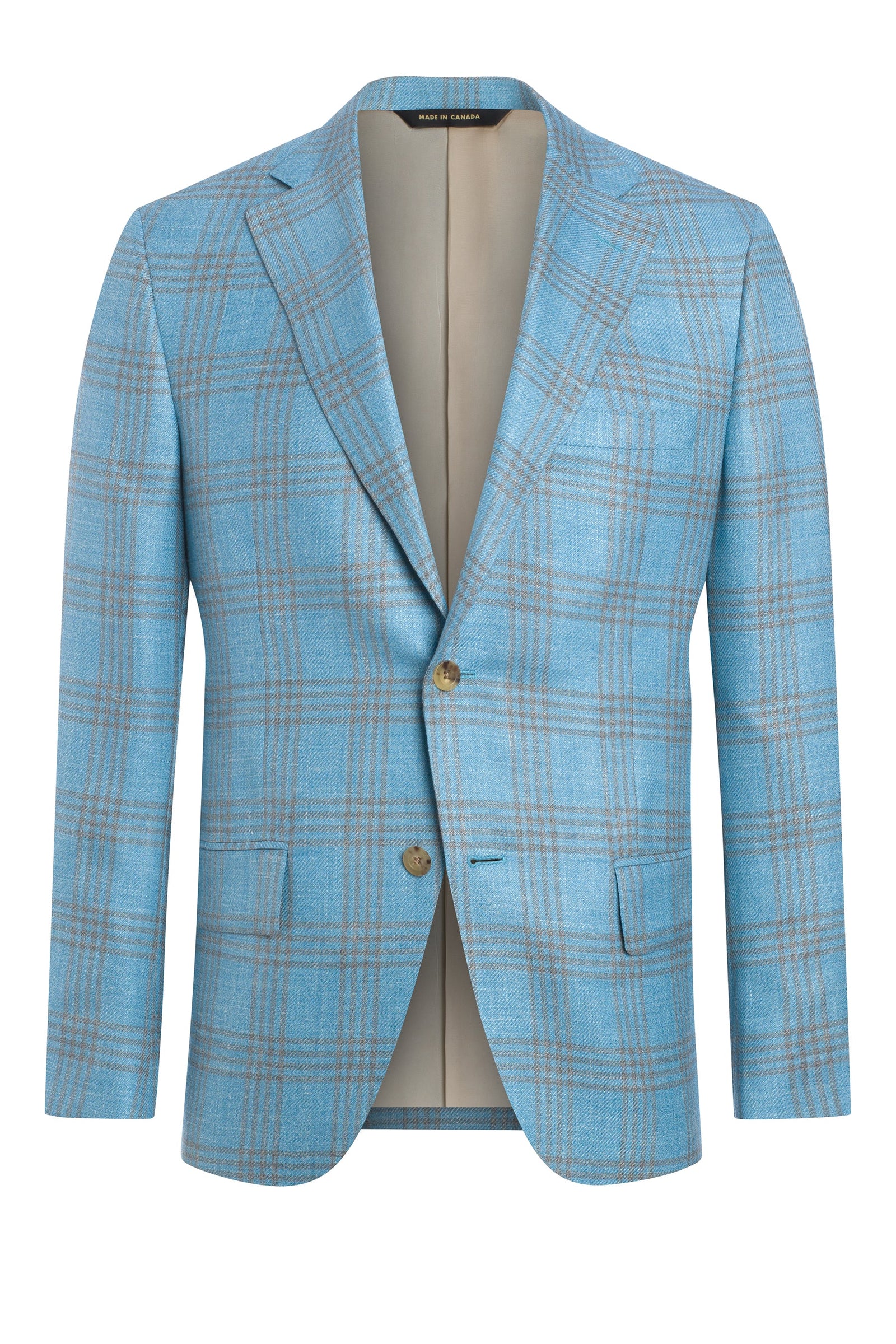 Light Wool Silk And Linen Blend Plaid Jacket