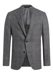 Grey & Purple Linen Blend Houndstooth Jacket
