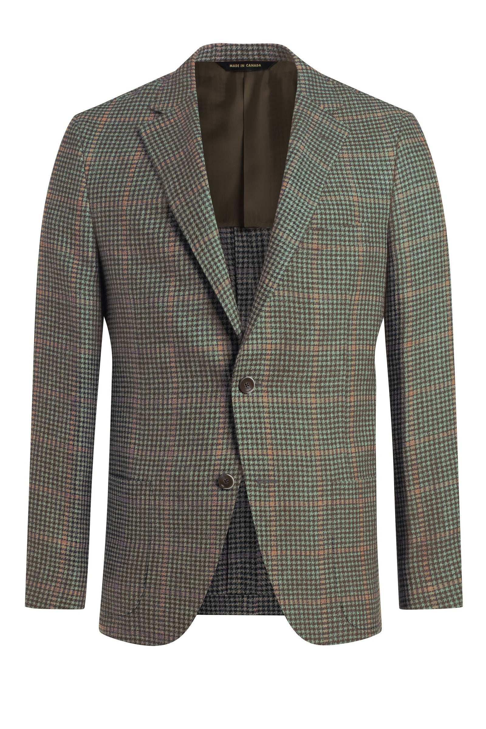 Green Wool Linen And Silk Houndstooth Jacket